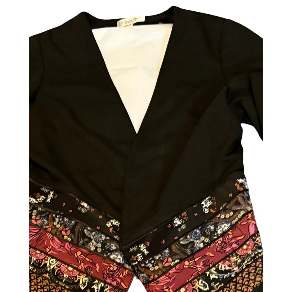 Coldwater Creek Blazer Size L Open Front Jacket Black Patchwork Boho Cardigan - Picture 5 of 12